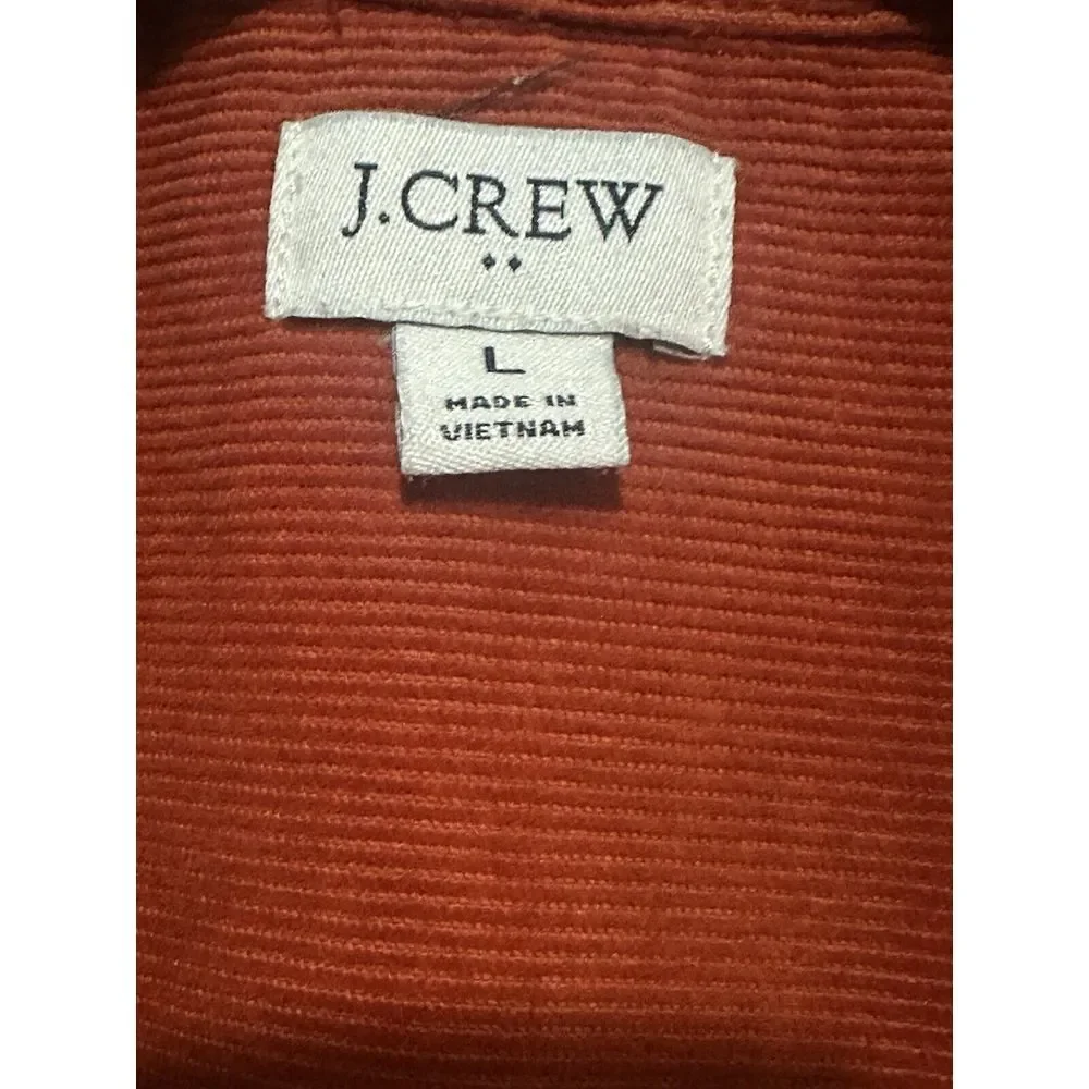 J. CREW Fcty Corduroy Burnt Orange Shirt Jacket Shaket Pockets Women's Large EUC